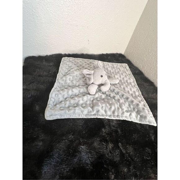 Boritar Gray Elephant Plush Lovey Minky  Animal Print Back Baby Security Blanket - Picture 1 of 2